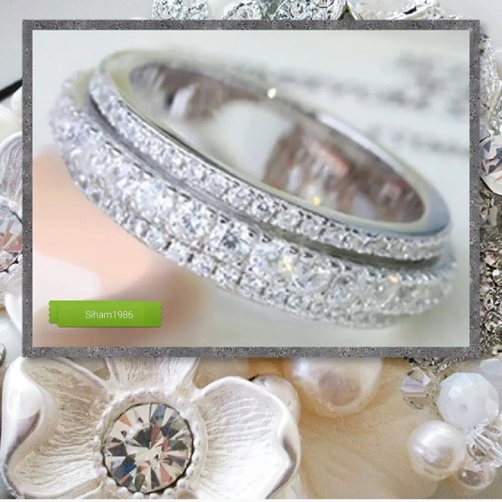 Copy Silver Pavé Crystal Stackable Band - Elegant Women's Jewelry